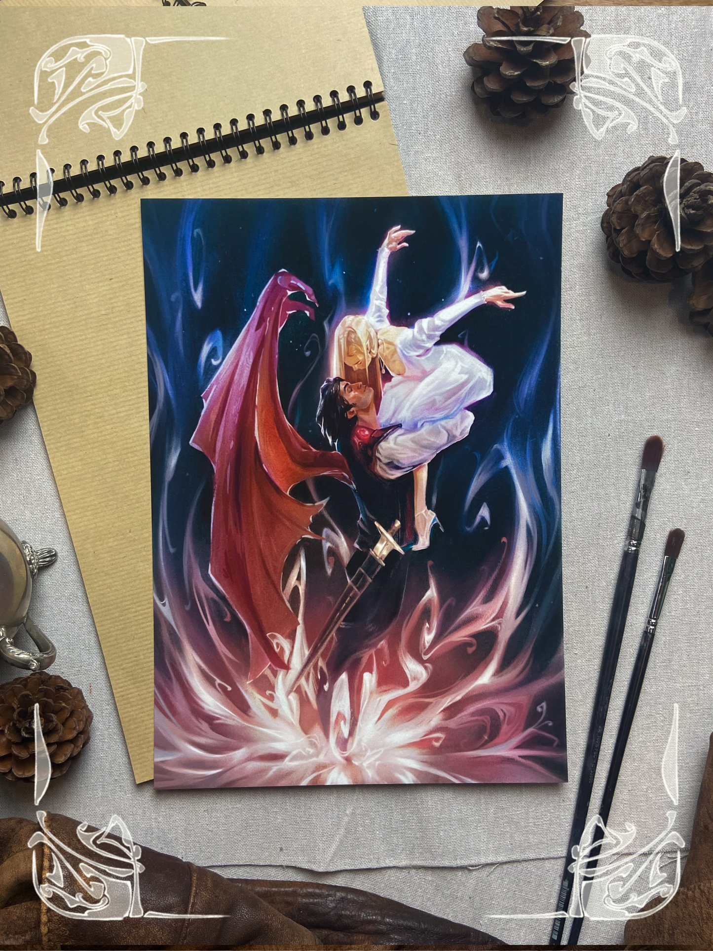 The main image of my Fine Art Print Of Nest and Cassian from ACOTAR by Sarah J. Maas.